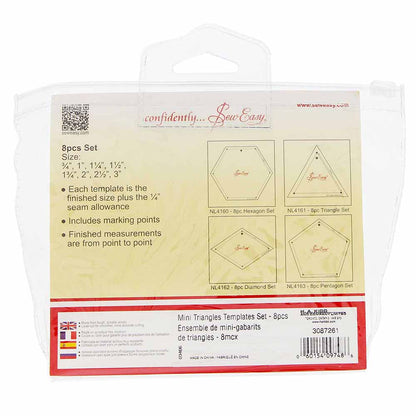 Sew Easy Triangle Template Set Quilting 8 Pcs (3/4" To 3")