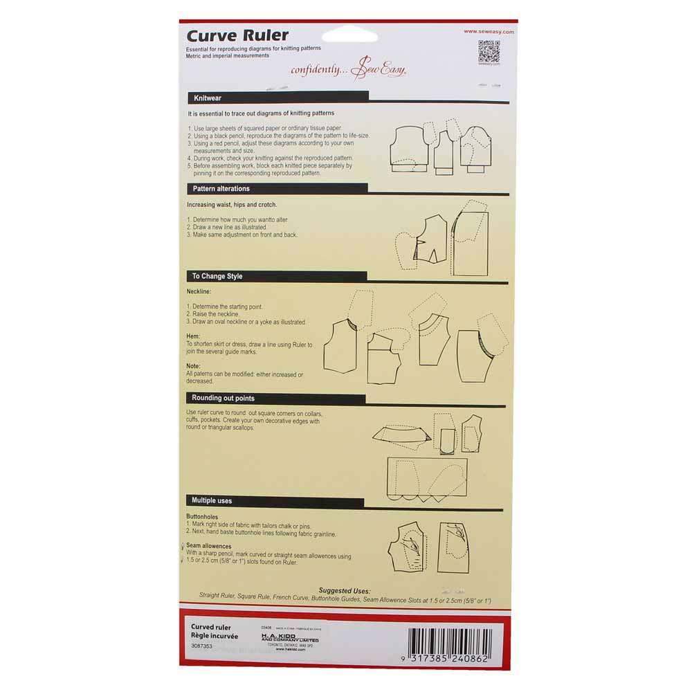 Sew Easy Curve Ruler Multi-use Metric & Imperial