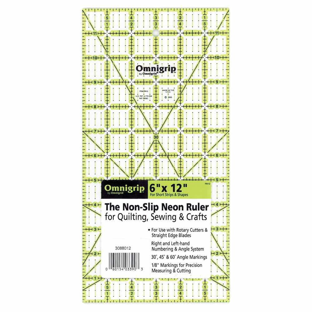 OMNIGRIP Ruler Neon 6" X 12" (15.2 X 30.5 Cm)
