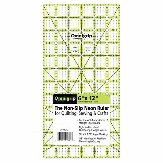 OMNIGRIP Ruler Neon 6" X 12" (15.2 X 30.5 Cm)