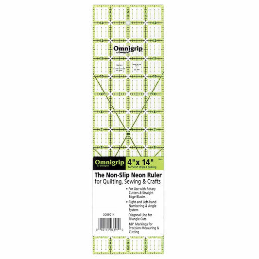 OMNIGRIP Ruler Neon 4" X 14" (10.2 X 35.6 Cm)