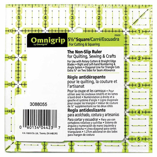 OMNIGRIP Ruler Neon 5-1/2" X 5-1/2" (14 X 14 Cm)
