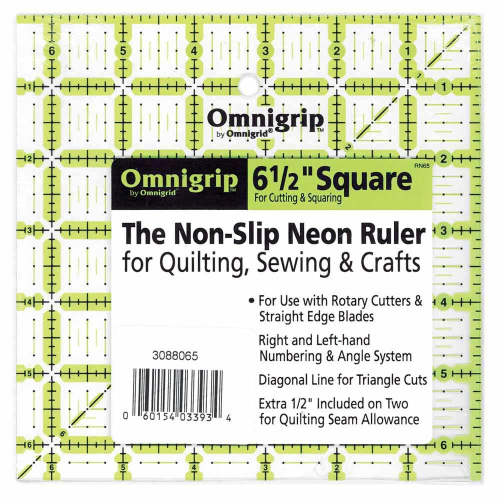 OMNIGRIP Non-Slip Quilting Square Ruler 6½" × 6½"