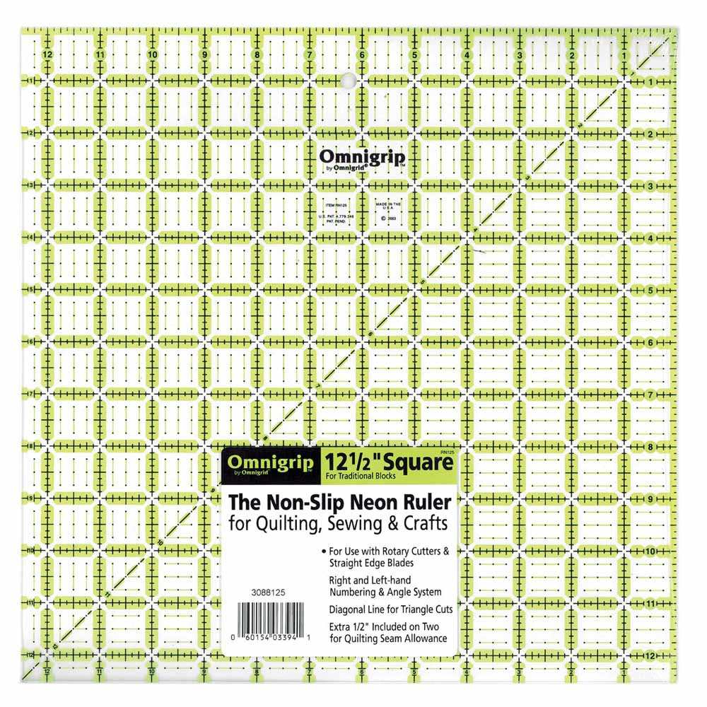 OMNIGRIP Non-Slip Quilting Square Ruler 12½" × 12½"