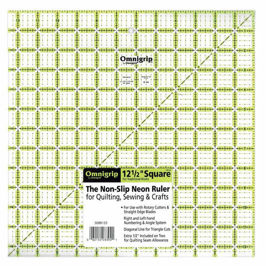 OMNIGRIP Non-Slip Quilting Square Ruler 12½" × 12½"