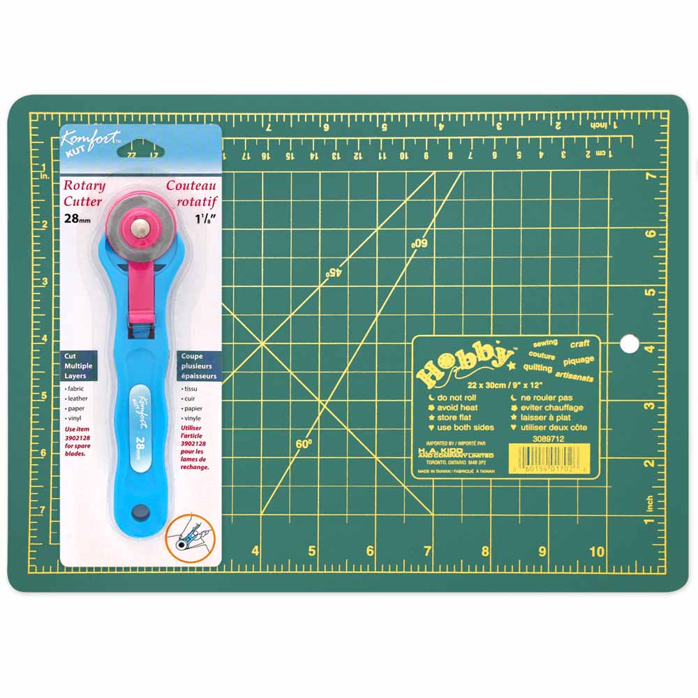 Hobby Cutting Mat & 28 mm Rotary Cutter Starter Kit – 9″ × 12″