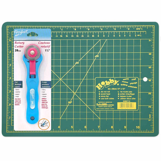 Hobby Cutting Mat & 28 mm Rotary Cutter Starter Kit – 9″ × 12″