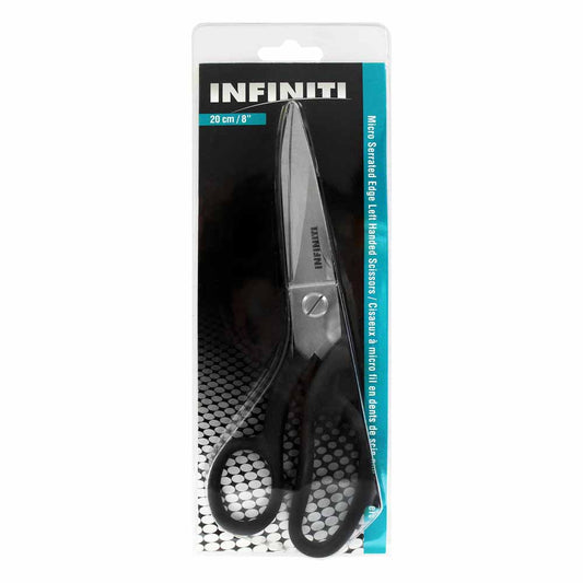 INFINITI Micro Serrated Edge Scissors – Left – Black – 8" (20.3 cm)