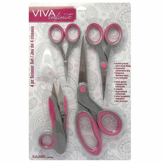 VIVA INFINITE 4‑Piece Scissors Set – Dressmaker, Sewing, Embroidery, Snips