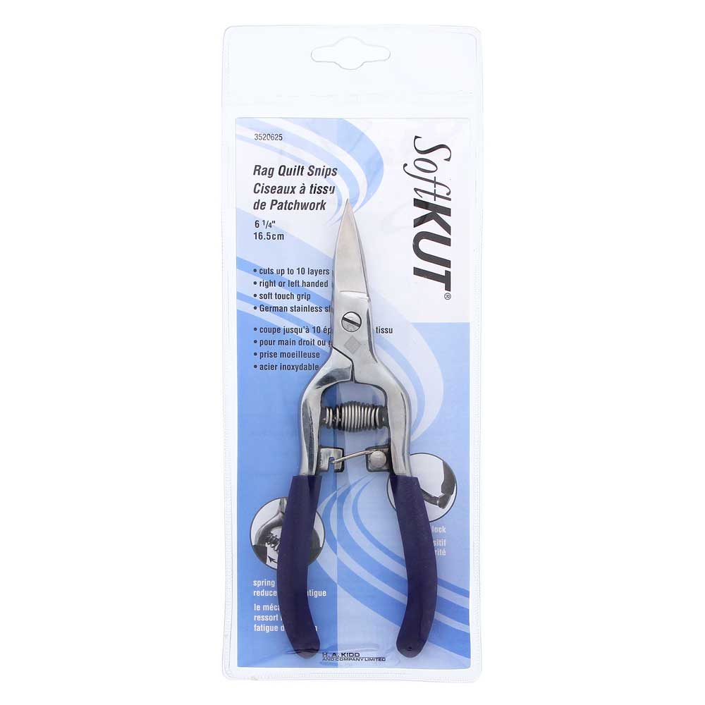 SOFTKUT Forged Stainless Steel Spring‑Action Rag Quilt Snips – 6 1/4″ (15.9 cm)