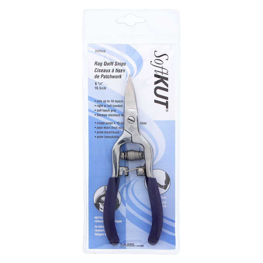 SOFTKUT Forged Stainless Steel Spring‑Action Rag Quilt Snips – 6 1/4″ (15.9 cm)