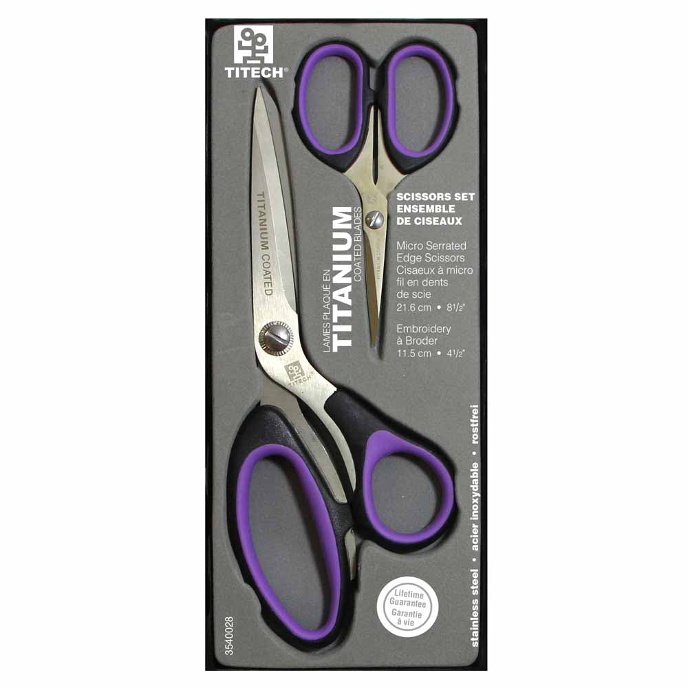 TITECH 2‑Piece Scissors Gift Set – 8 1/2″ Dressmakers’ + 4 1/2″ Embroidery