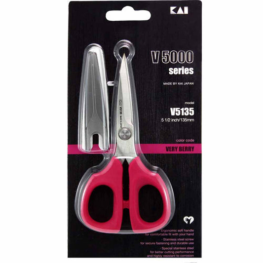 KAI V5135 Embroidery Scissors Very Berry 5 1/2 in (14 cm) With Blade Cap