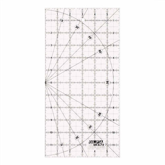 OLFA Frosted Acrylic Ruler 6 in × 12 in, Pivot Angles