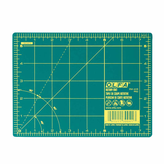 OLFA Double-Sided Self-Healing Rotary Mat 6 in × 8 in, Green