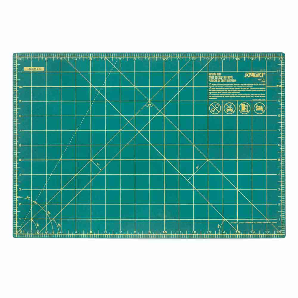 OLFA Double-Sided Self-Healing Rotary Mat 12 in × 18 in, Green