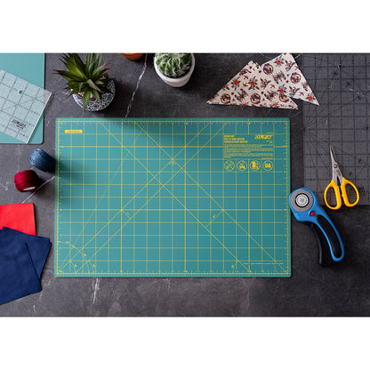 OLFA Double-Sided Self-Healing Rotary Mat 12 in × 18 in, Green