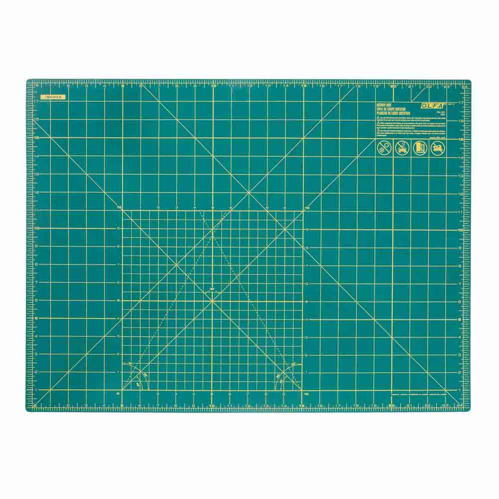 OLFA Double-Sided Self-Healing Rotary Mat 18 in × 24 in, Green