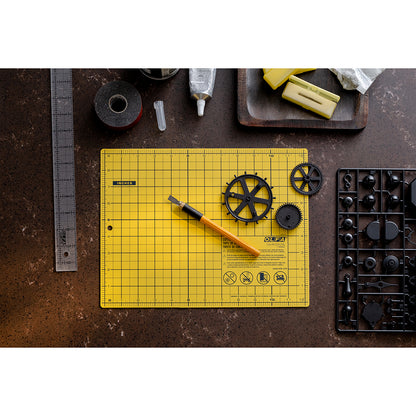 OLFA Double-Sided Self-Healing Cutting Mat 9 in × 12 in, Yellow