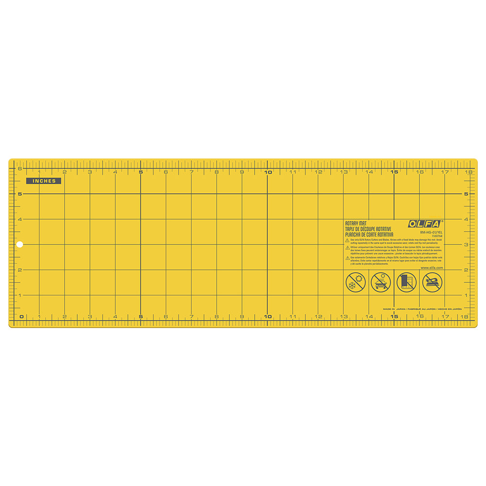OLFA Double-Sided Self-Healing Rotary Mat 6 in × 18 in, Yellow