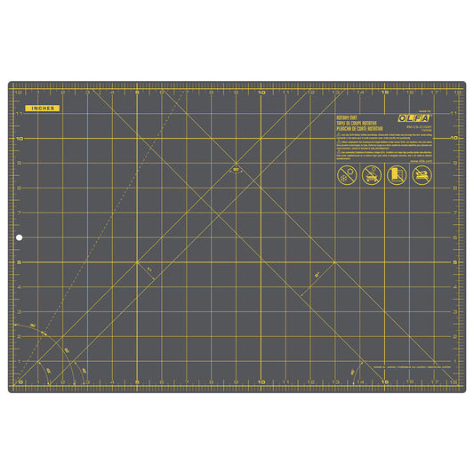 OLFA Double-Sided Self-Healing Rotary Mat 12 in × 18 in, Grey