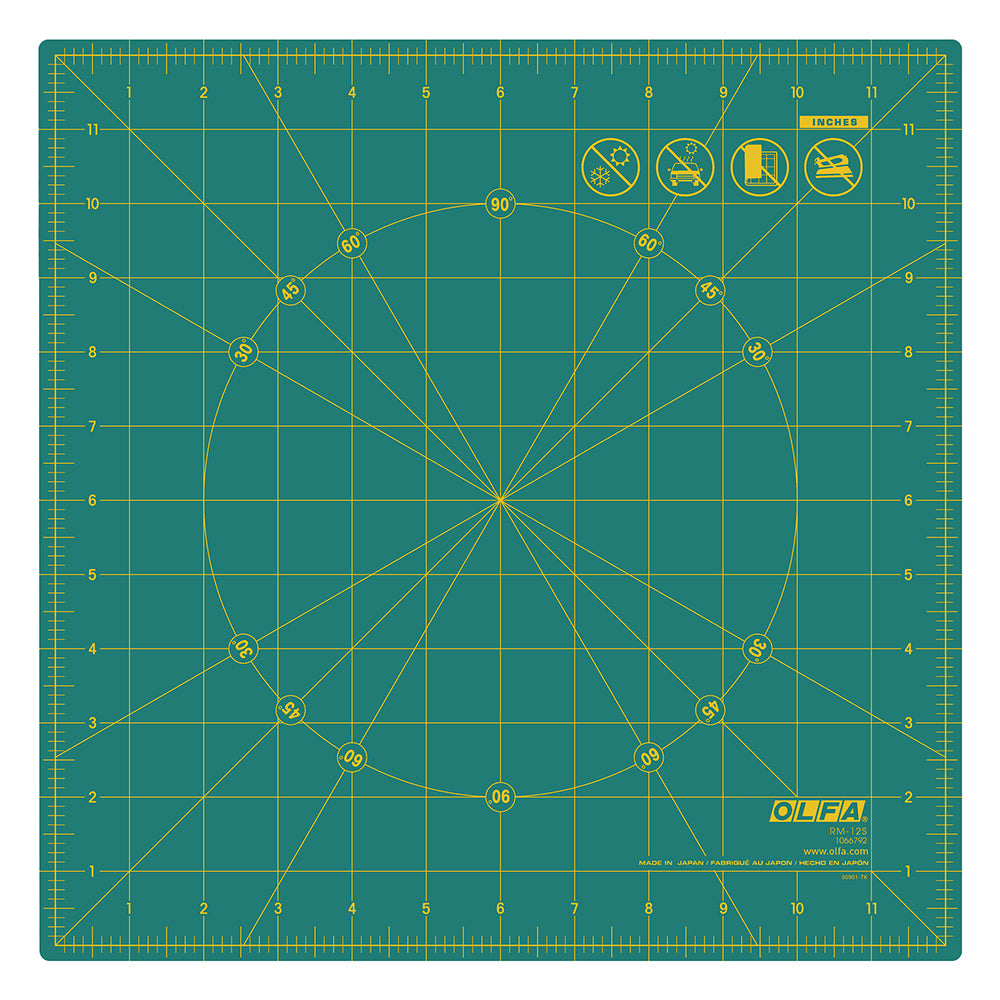 OLFA Rotating Self-Healing Cutting Mat 12 in Square, Green