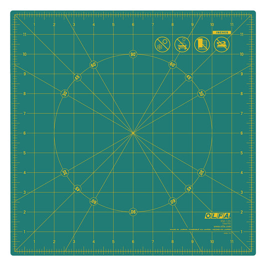 OLFA Rotating Self-Healing Cutting Mat 12 in Square, Green
