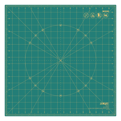 OLFA Rotating Self-Healing Cutting Mat 17 in Square, Green