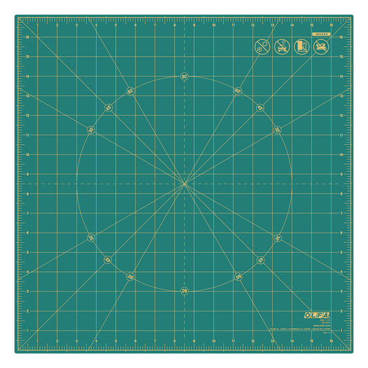OLFA Rotating Self-Healing Cutting Mat 17 in Square, Green