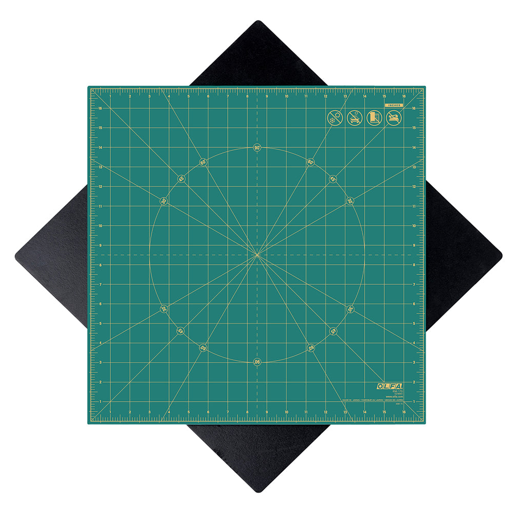 OLFA Rotating Self-Healing Cutting Mat 17 in Square, Green