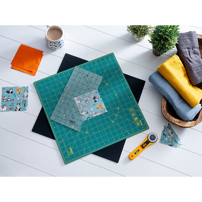 OLFA Rotating Self-Healing Cutting Mat 17 in Square, Green