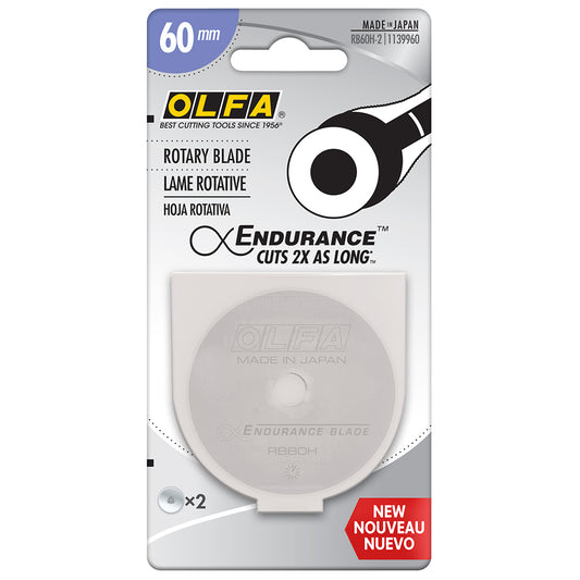 OLFA Endurance Rotary Blade Tungsten Tool Steel 60 mm 2-Pack
