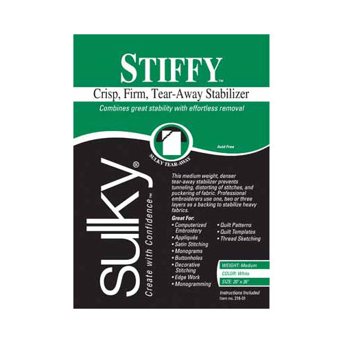 SULKY Stiffy Tear-Away Stabilizer Medium Weight 20 in x 1 yd Pkg