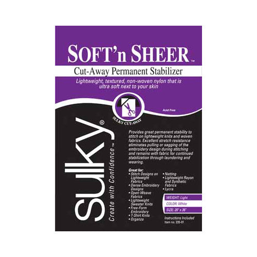 SULKY Soft 'n Sheer Cut-Away Stabilizer Lightweight 20 in x 1 yd Pkg White