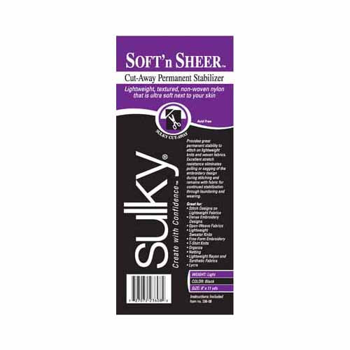 SULKY Soft 'n Sheer Cut-Away Stabilizer 8" × 11 yd Black Roll