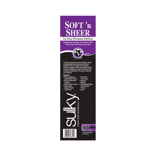 SULKY Soft 'n Sheer Cut-Away Stabilizer 12" × 11 yd Black Roll