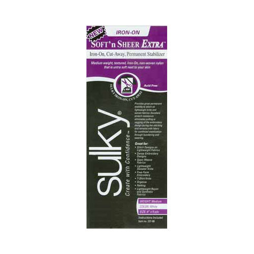 SULKY Soft 'n Sheer Extra Fusible Cut-Away Stabilizer 8" × 9 yd White Roll
