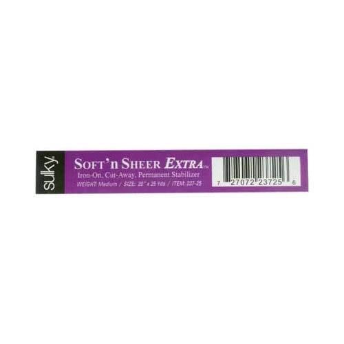SULKY Soft 'n Sheer Extra Fusible Cut-Away Stabilizer 20" × 25 yd White Bolt