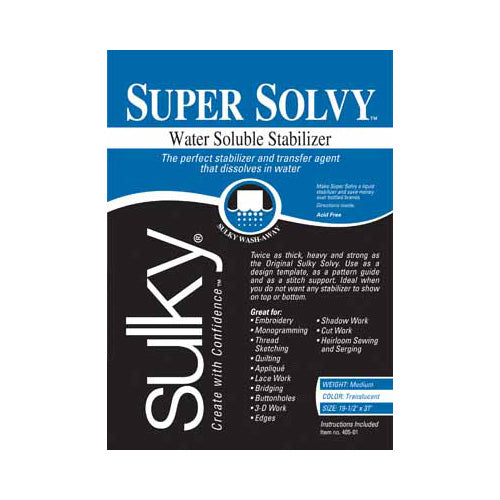 SULKY Super Solvy Water-Soluble Stabilizer Twice-Thick 19.75 in x 1 yd Pkg Clear