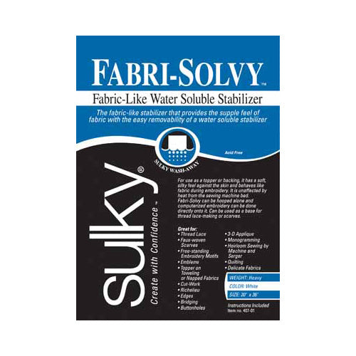 SULKY Fabri-Solvy Water-Soluble Stabilizer Fabric-Like 20 in x 1 yd Pkg White