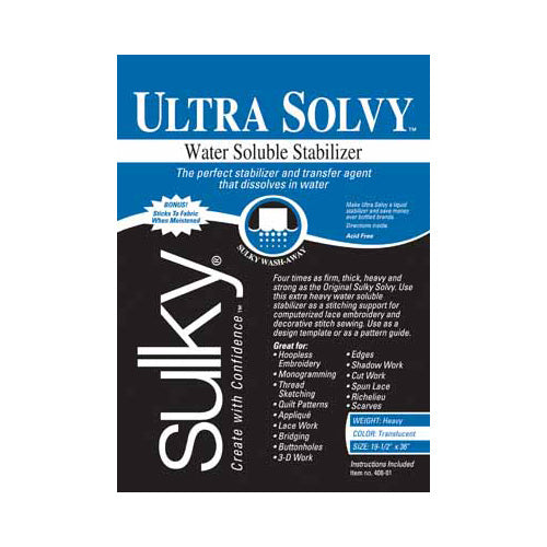 SULKY Ultra Solvy Water-Soluble Stabilizer 19¾ in × 36 in Translucent Pkg