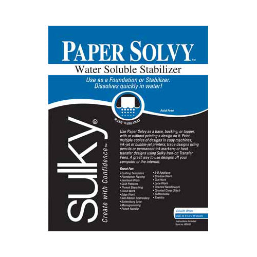 SULKY Paper Solvy Printable Stabilizer 8½ in × 11 in 12 Sheets