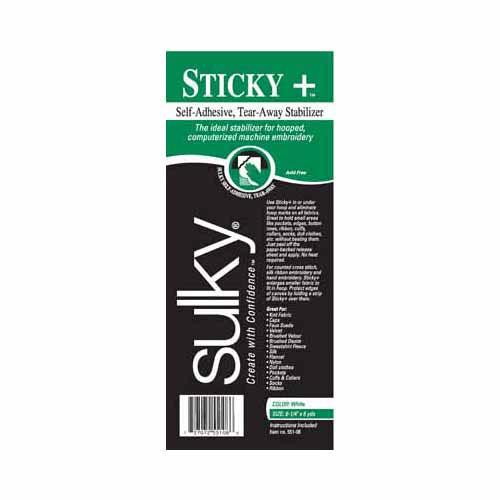 SULKY Sticky+ Tear-Away Stabilizer White 8¼ in × 6 yd Roll