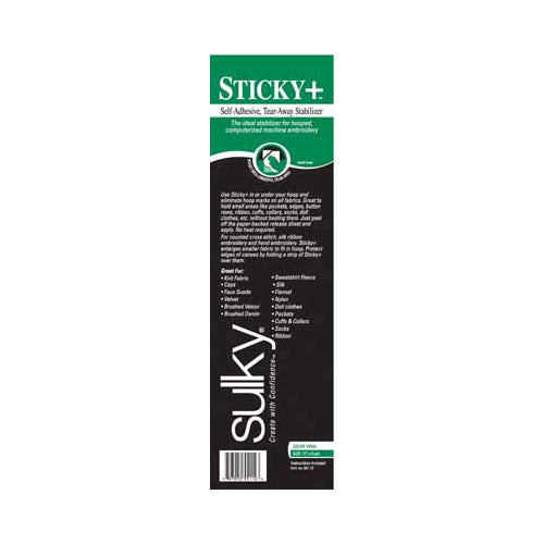SULKY Sticky+ Tear-Away Stabilizer White 12¼ in × 6 yd Roll
