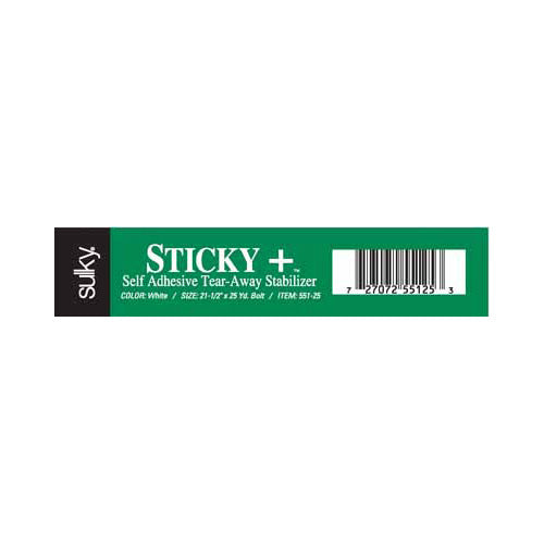 SULKY Sticky+ Tear-Away Stabilizer White 21½ in × 25 yd Bolt
