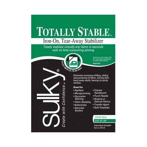 SULKY Totally Stable Iron-On Tear-Away Stabilizer White 20 in × 1 yd Pkg
