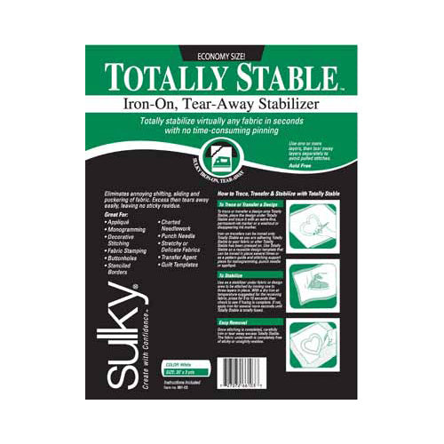 SULKY Totally Stable Iron-On Tear-Away Stabilizer White 20 in × 3 yd Pkg