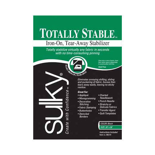 SULKY Totally Stable Iron-On Tear-Away Stabilizer Black 20 in × 1 yd Pkg