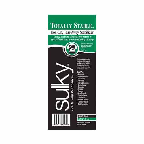 SULKY Totally Stable Iron-On Tear-Away Stabilizer 8 in x 12 yd Black Roll