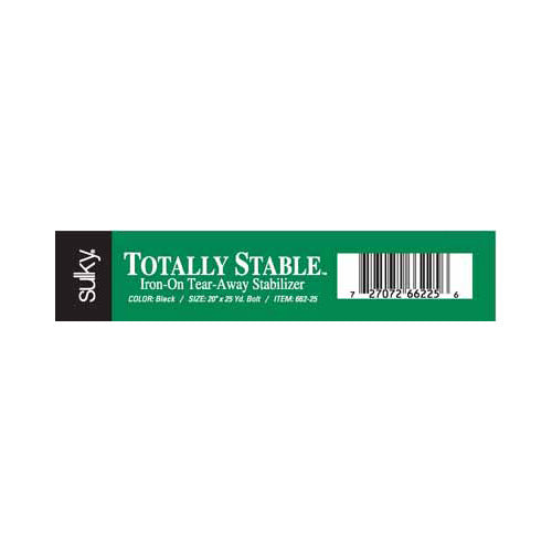 SULKY Totally Stable Iron-On Tear-Away Stabilizer 20 in x 25 yd Black Bolt